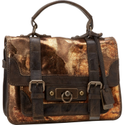 Frye Cameron Small Metallic Cracked Satchel Gold Crackle - Torby - $448.00  ~ 384.78€