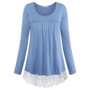 Furnex Women's Long Sleeve Lace Casual Tunic Tops - Koszule - krótkie - $38.99  ~ 33.49€