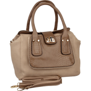 GESINE Faux Crocodile Accents Double Handle Doctor Style Bowler Office Tote Hobo Handbag Purse Shoulder Bag Taupe - Hand bag - $42.50 