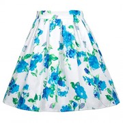 GRACE KARIN Girls Elastic Waist Pleated Floral Cotton A-Line Skirts Dresses - Skirts - $11.99 