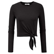 GRACE KARIN Women Loose Knot Tie Front Shirt Casual Round Neck Long Sleeve Tops - Košulje - kratke - $1.99  ~ 12,64kn