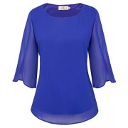 GRACE KARIN Women's Casual Chiffon Blouse Tops Half Ruffle Sleeve CLAF0015 - Košulje - kratke - $12.99  ~ 82,52kn