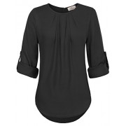 GRACE KARIN Women's Chiffon Blouse Top Long Sleeve Casual Shirts Curved Hem - Košulje - kratke - $9.99  ~ 63,46kn