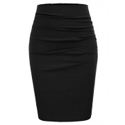 GRACE KARIN Womens Elegant Ruched Knee Length Slim Fit Business Skirt - Skirts - $17.99 