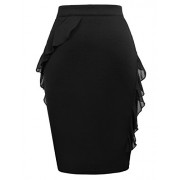GRACE KARIN Women's Ruffle Bodycon Knee Length Midi Pencil Skirt CLAF0078 - Skirts - $13.99 