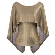 GRACE KARIN Women's Sexy Backless High Stretchy Irregular Drape Cape Blouse Top - Košulje - kratke - $19.99  ~ 126,99kn