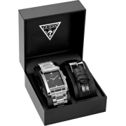 GUESS Stainless Steel/Black Leather Boxed Watc - Watches - $110.00 