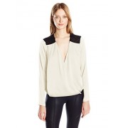 GUESS Women's Long Sleeve Glenda Drapey Low V Top - Рубашки - короткие - $22.63  ~ 19.44€