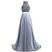 Gardenwed Two-Piece Beaded High Neck Long Evening Prom Dresses 2017 - Dresses - $259.99  ~ £197.60