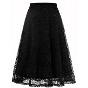 Gardenwed Women's High Waist Floral Lace Skirt Evening Party Gowns Knee Length Prom Formal Pleated Skirts - Skirts - $46.99 