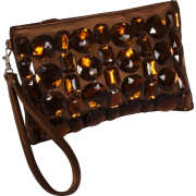 Gem Studded Wristlet Clutch Zip-Top Detachable Chain Strap - Clutch bags - $27.99 