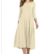 GenericWomen Generic Women Long Sleeved Club Collar Pure Color Cotton Long Dress - Dresses - $14.21 