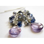 Genuine Violet Zircon Cascade Earrings - My photos - $37.00 