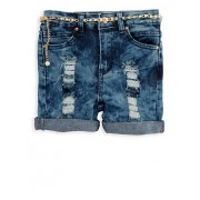 Girls 4-6x Acid Wash Denim Shorts with Belt - Cinturones - $9.99  ~ 8.58€