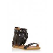 Girls 5-10 Faux Leather Fringe Sandals with Geometric Studs - Sandals - $12.99 