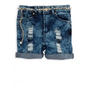 Girls 7-16 Acid Wash Denim Shorts with Belt - Cinturones - $12.99  ~ 11.16€
