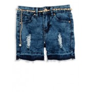 Girls 7-16 Distressed Raw Hem Shorts with Faux Pearl Belt - Cintos - $12.99  ~ 11.16€