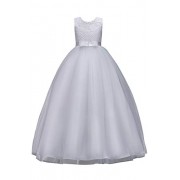 Girls Lace Bridesmaid Dress Long A Line Wedding Pageant Dresses Tulle Party Gown Age 3-14Y - sukienki - $23.99  ~ 20.60€