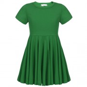 Girls' Summer Short Sleeve Cotton Pleated Party Twirly Skater Dress - Dresses - $17.99 