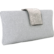 Glamorous Glitter Hard Case Evening Clutch Baguette Handbag Purse Rhinestone Closure w/Detachable Chain White - Clutch bags - $29.99 