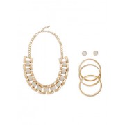 Glitter Link Necklace Bracelet and Earrings Set - Earrings - $7.99 