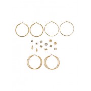 Glitter Rhinestone Stud and Hoop Earrings Set - Naušnice - $5.99  ~ 5.14€