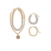 Glitter and Rhinestone Necklace and Bracelets - Bracelets - $7.99 