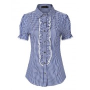 GloryStar Women's Button Down Plaid Shirt Traditional Bavarian Oktoberfest Shirt for Lederhosen - Camisas - $22.99  ~ 19.75€