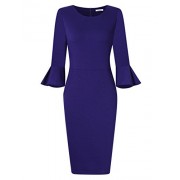 GlorySunshine Women 3/4 Flare Bell Sleeves Work Bodycon Pencil Dress Vintage Cocktail Party Dresses - Dresses - $6.99 