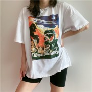 Godzilla printed loose cotton oversized T-shirt - Shirts - $27.99 