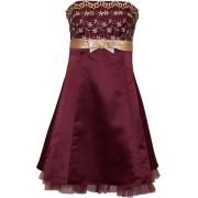 Gold Embroidered Strapless Holiday Formal Bridesmaid Gown Prom Dress With Tulle Junior Plus Size Burgundy - Dresses - $69.99 