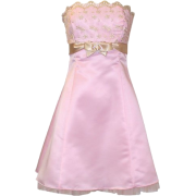 Gold Embroidered Strapless Holiday Formal Bridesmaid Gown Prom Dress With Tulle Junior Plus Size Pink - Dresses - $69.99 