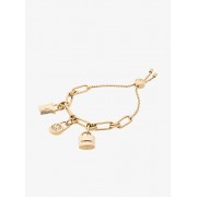 Gold-Tone Padlock Charm Slider Bracelet - Bransoletka - $135.00  ~ 115.95€