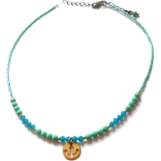 Gold Anchor Necklace with turquoise blue - Naszyjniki - $28.00  ~ 24.05€