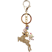 Golden Reindeer Bling Crystals Rhinestone Handbag Charm Keyring Key Chain Holder - Accessories - $12.50 