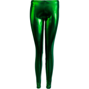 Green Shiny Liquid Leggings Full Length - Tajice - $13.95  ~ 11.98€
