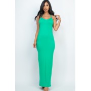 Green Racer Back Maxi Dress - Dresses - $16.50 