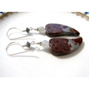 Grey Moonstone Brown Jasper Earrings - My photos - $26.00 