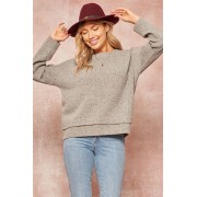 Grey Multicolor Knit Sweater - Pullovers - $41.25 