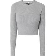 Grey ribbed crop sweater - Пуловер - 