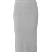 Grey ribbed midi skirt with vent - Suknje - 