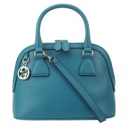 Gucci Womens Leather 2 Way Convertible GG Charm Small Dome Purse (Teal) - Hand bag - 