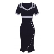 HOMEYEE Women's Elegant Sweetheart Neck High Waist Career Dress UB220 - Dresses - $23.99 