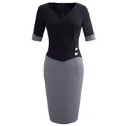 HOMEYEE Women's Official Wear to Work Half Sleeve V Neck Pencil Bodycon Dress B364 - Haljine - $24.99  ~ 21.46€