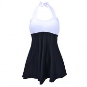 HOOYON Women's Halter Neck Swimdress Cover up High Waisted One Piece Swimsuit - Swimsuit - $9.99  ~ £7.59