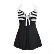 HOOYON Women's One Piece Swimsuit Vintage Sailor Straps Halter Pin up Swimdress - Badeanzüge - $6.90  ~ 5.93€