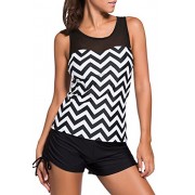 HOTAPEI Women's Racerback Tankini Set With Boyshort Two Piece Swimsuit - Kostiumy kąpielowe - $19.99  ~ 17.17€