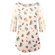 HOT FROM HOLLYWOOD Women's Casual Round Neck Roll Tab Sleeve Print Tunic Shirt - Košulje - kratke - $19.99  ~ 126,99kn