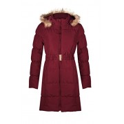 HOT FROM HOLLYWOOD Women's Casual Zip Front Belted Quilted Long Anorak Jacket With Fur Trim Hood - Outerwear - $39.99 