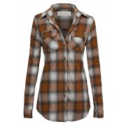 HOT FROM HOLLYWOOD Women's Classic Collar Button Down Roll Up Long Sleeve Plaid Flannel Shirt - Košulje - kratke - $12.99  ~ 82,52kn